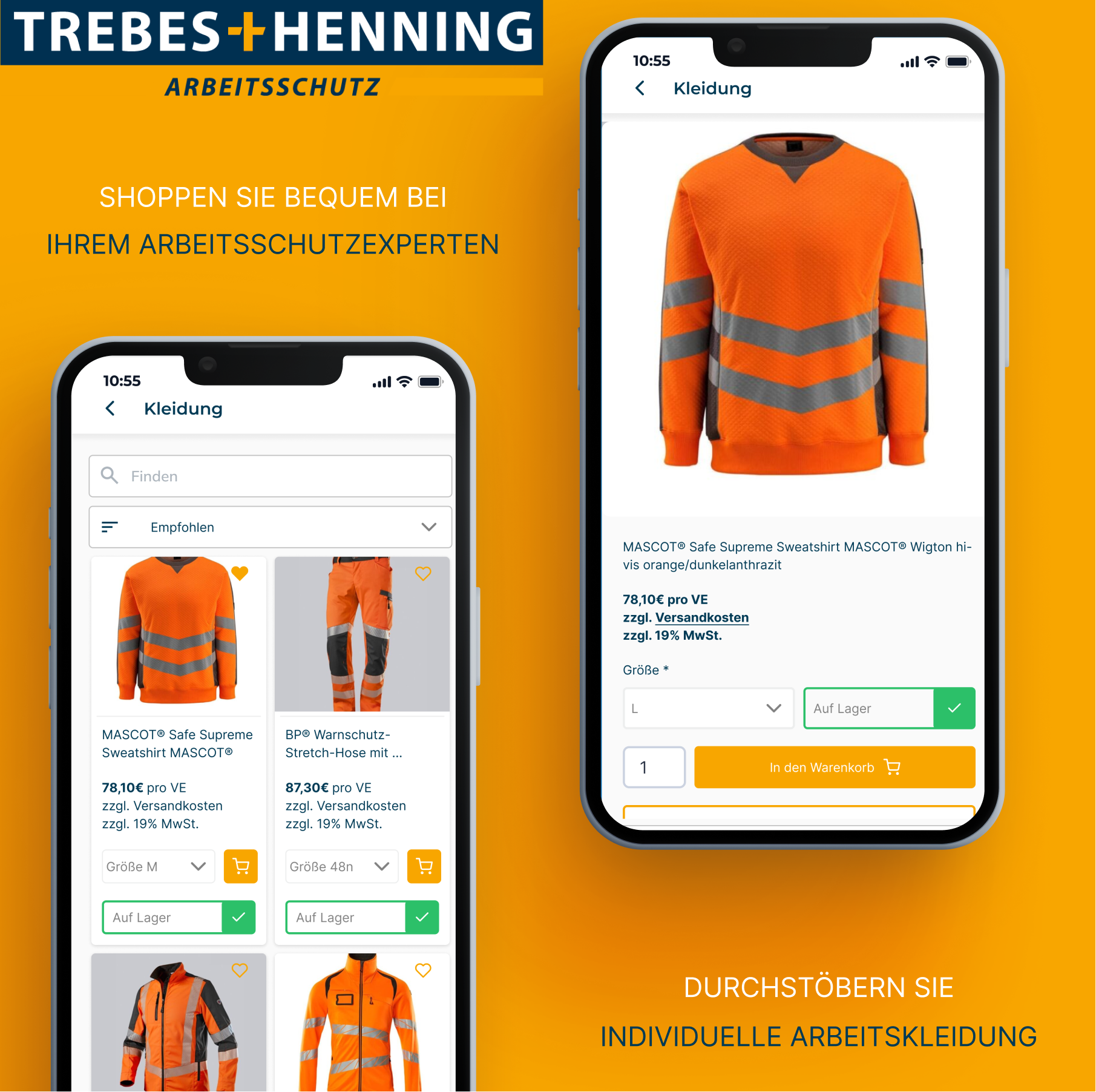 Trebes+Henning mobile app screen 1